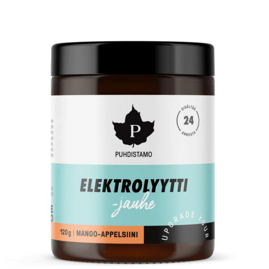 Puhdistamo elektrolitų milteliai mango-apelsinų skonio, 120 g