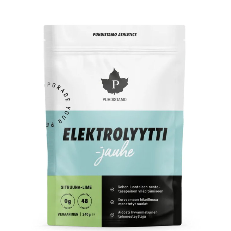 Puhdistamo elektrolitų milteliai citrinų-laimų skonio, 240 g