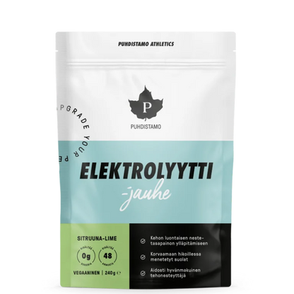 Puhdistamo elektrolitų milteliai citrinų-laimų skonio, 240 g