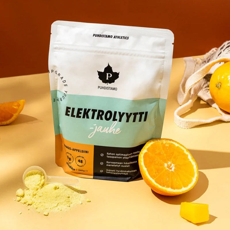 Puhdistamo mango-apelsinų skonio elektrolitai be cukraus, 240 g