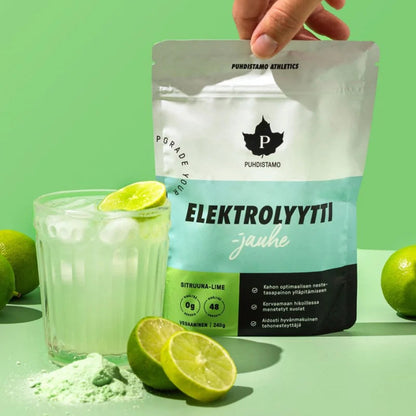 Puhdistamo citrinų-laimų skonio elektrolitai be cukraus, 240 g