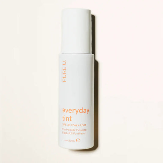 PURE U. Everyday Tint SPF 30 – veganiškas, natūralus SPF kremas su atspalviu, 50 ml pakuotė, pagaminta Vokietijoje