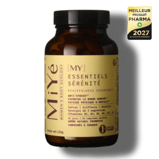 MiYé Serenity Essentials magnio komplekso su šafranu pakuotė, 90 kramtomųjų tablečių