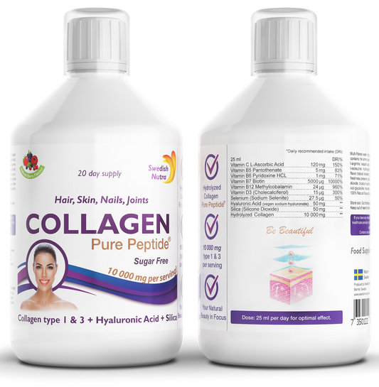 Swedish Nutra Liquid Collagen 10 000 mg Bovine skystas kolagenas be cukraus 500 ml