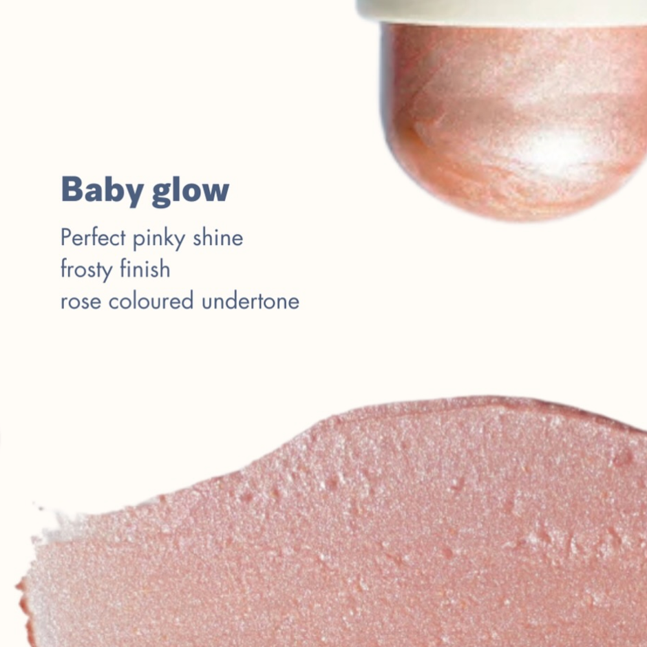 PURE U veganiškas kreminis highlighteris – natūralus švytėjimas, tinka jautriai odai, be kvapiklių, trys atspalviai: Champagne Dew, Baby Glow, Radiant Tan