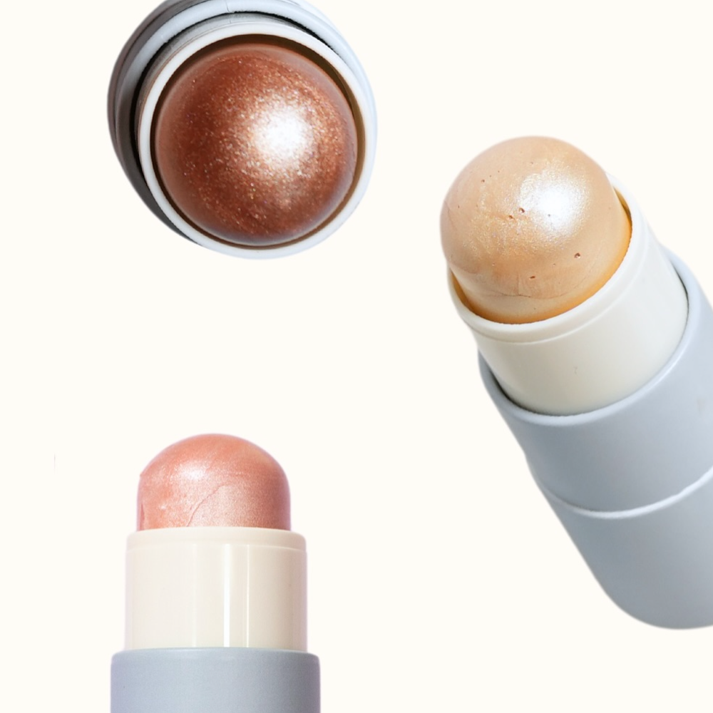 PURE U veganiškas kreminis highlighteris – natūralus švytėjimas, tinka jautriai odai, be kvapiklių, trys atspalviai: Champagne Dew, Baby Glow, Radiant Tan