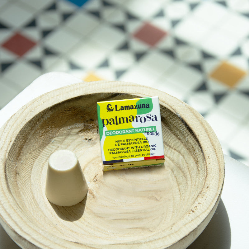 Lamazuna kietasis dezodorantas su palmarozos aliejumi – natūralus, be aliuminio, tinka jautriai odai ir visai dienai