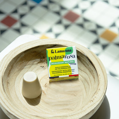 Lamazuna kietasis dezodorantas su palmarozos aliejumi – natūralus, be aliuminio, tinka jautriai odai ir visai dienai