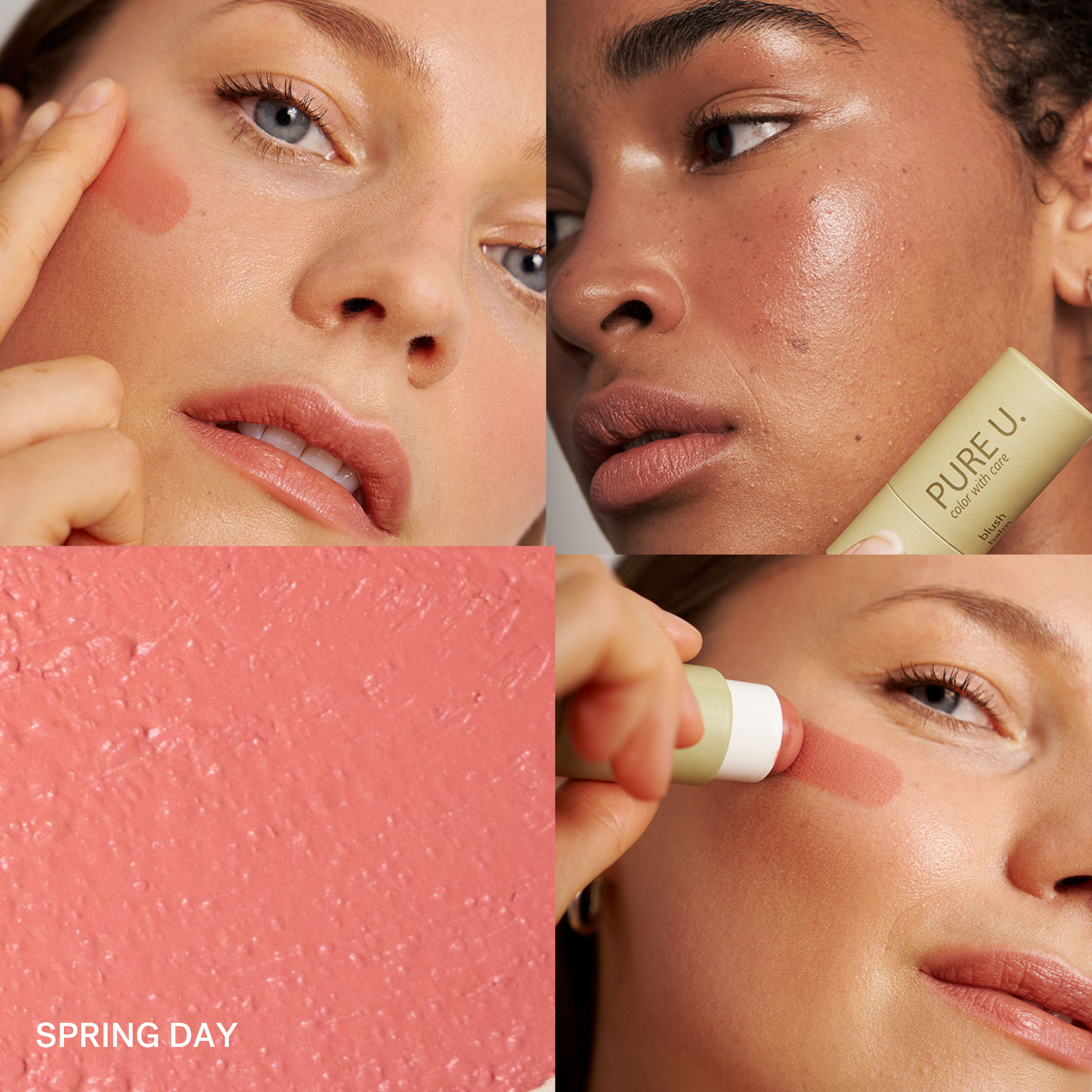 PURE U. Blush Balm kreminiai skaistalai jautriai odai – veganiški, natūralūs, be kvapiklių, tinka visų tipų odai