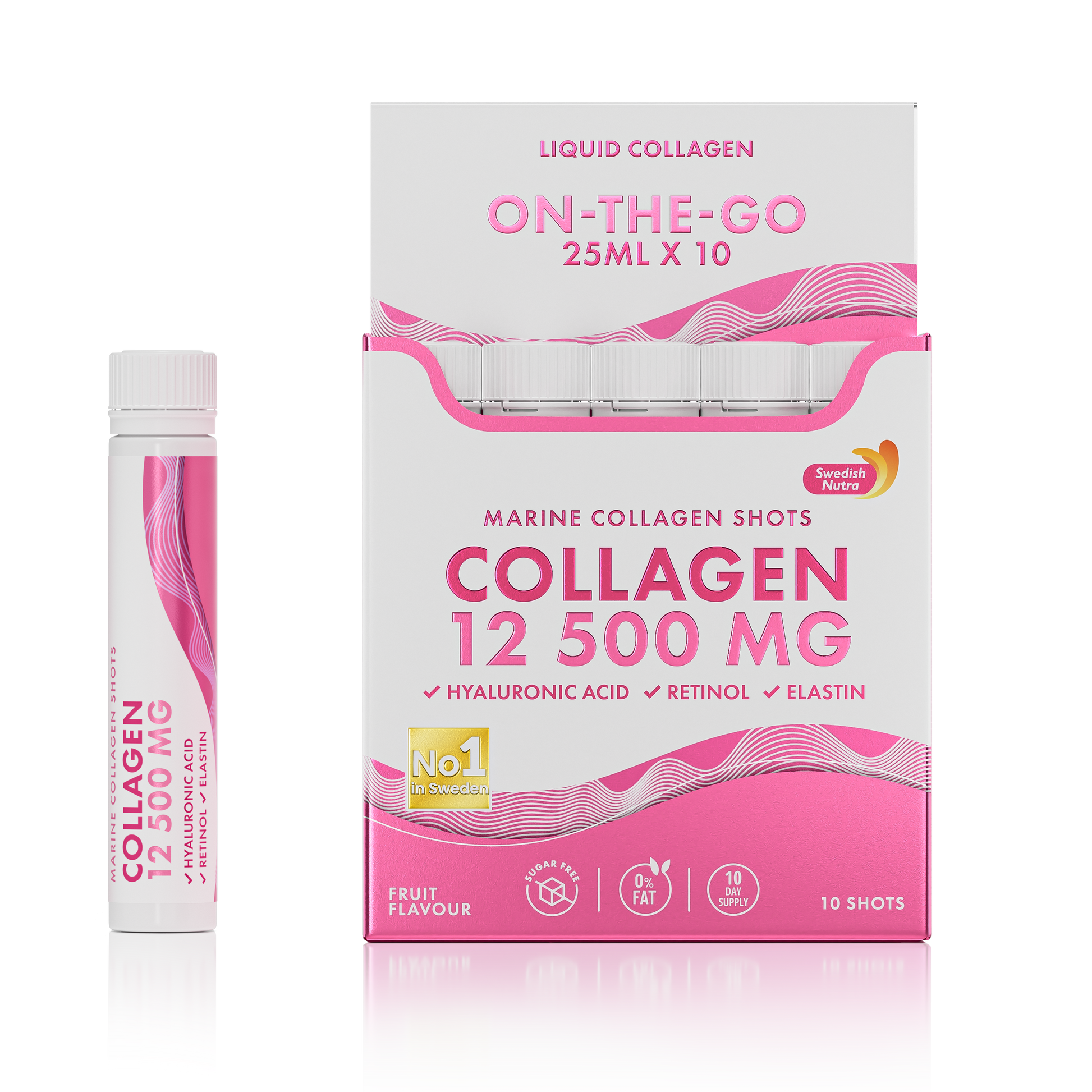 Swedish Nutra Marine Collagen 12 500 mg skysti kolageno shotai odai plaukams nagams