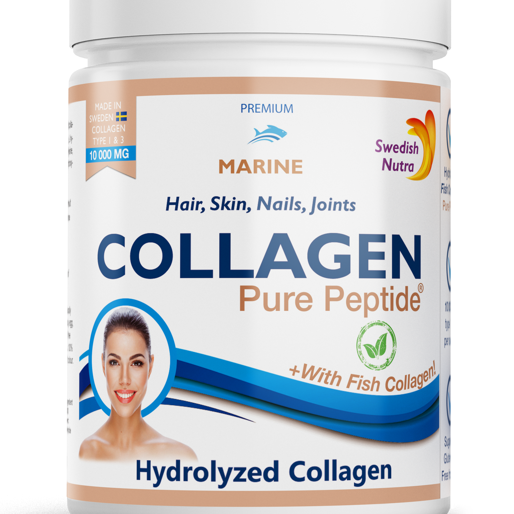 Swedish Nutra jūrinis kolagenas milteliais 10 000 mg - 300 g