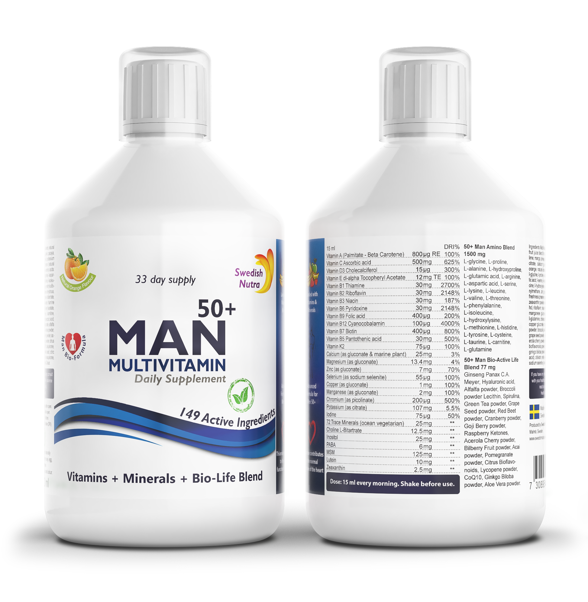 Swedish Nutra Man 50+ skysti vitaminai vyrams 500 ml