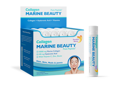 Swedish Nutra Marine Beauty Collagen Shots, 30 šotų – 10 000 mg jūrinio kolageno, uogų skonio.