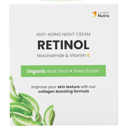 Naktinis anti-aging veido kremas su retinoliu – Swedish Nutra Retinol Night Cream tekstūra ant odos