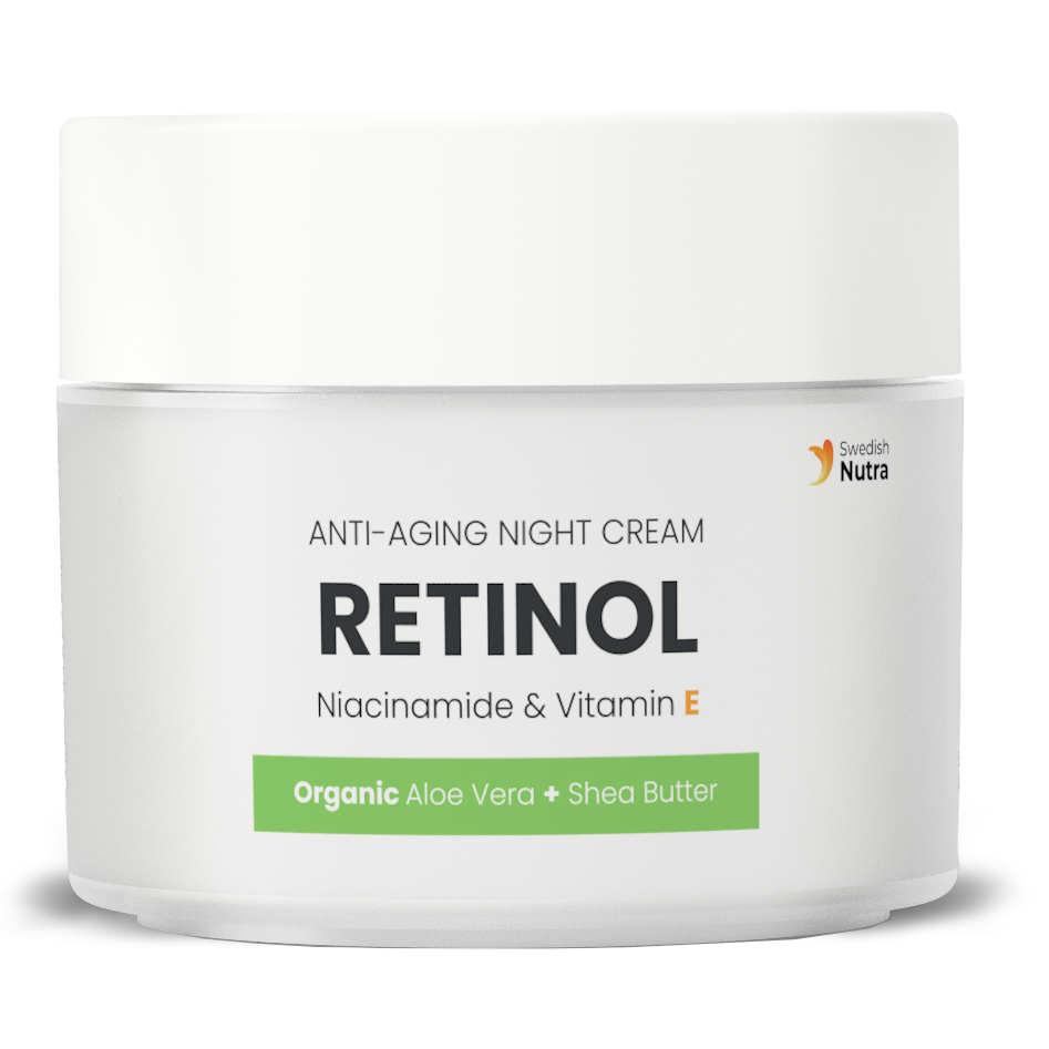 Swedish Nutra Retinol Night Cream – anti-aging naktinis veido kremas su retinoliu ir niacinamidu, 50 ml