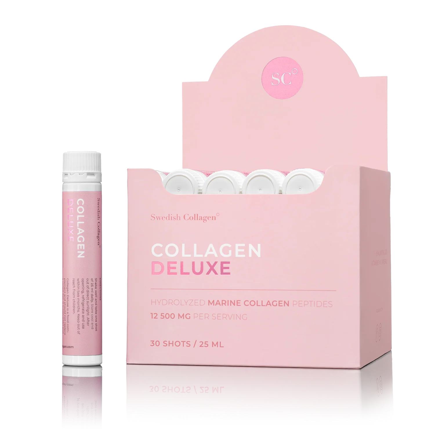 Swedish Collagen Deluxe Shots – 30 dienų kursas su 25 ml šotais, pagaminta Švedijoje