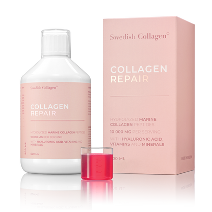 Swedish Collagen Repair buteliukas 500 ml – 10 000 mg jūrinio kolageno odai, plaukams ir nagams.