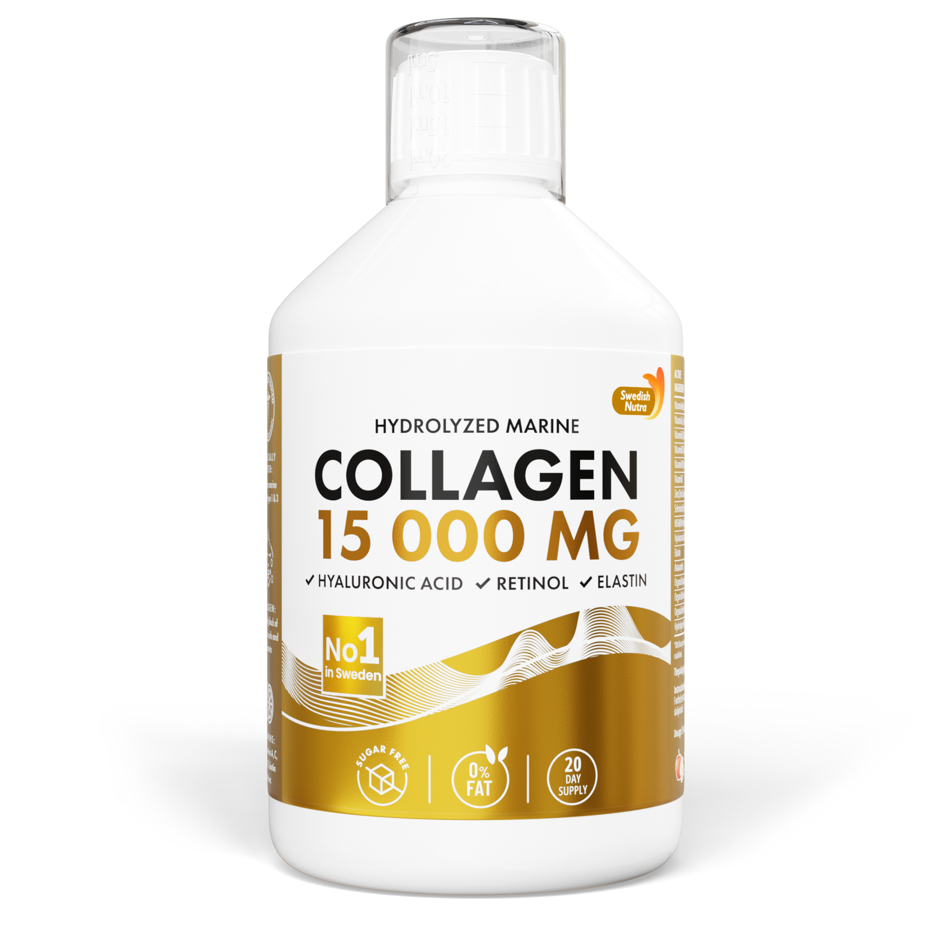 Swedish Nutra Marine Collagen 15000 mg skystas jūrinis kolagenas, 500 ml buteliukas