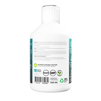 Magnio bisglicinato sudėtis – 375 mg magnio, vitaminai C, B6, B12. Vegan, be cukraus, be glitimo, be GMO.