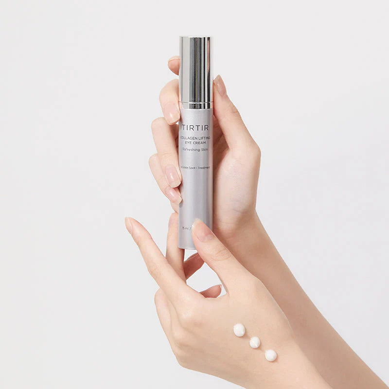 TIRTIR Collagen Lifting Eye Cream Roller pakuotė – paakių kremas su masažiniu aplikatoriumi