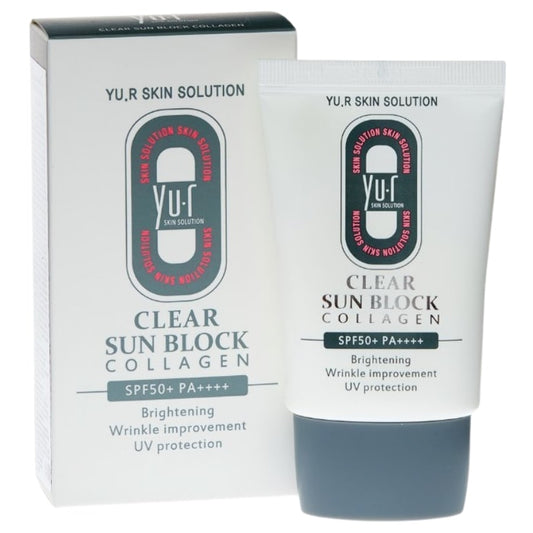 Yu.R Clear Sun Block Collagen SPF50 veido kremas su SPF ir kolagenu 50 ml