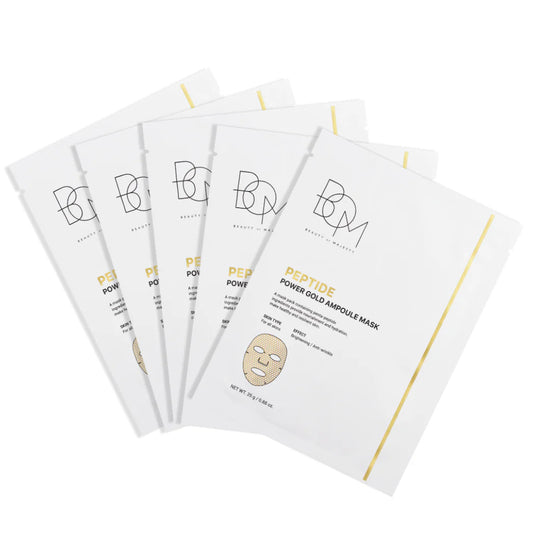 BOM Peptide Power Gold Ampoule Mask 5 vnt lakštinių veido kaukių rinkinys su peptidais ir auksu