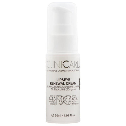 CLINICCARE HYAL+ Lip & Eye Renewal Cream paakių ir lūpų kontūro kremas, 30 ml – buteliukas 