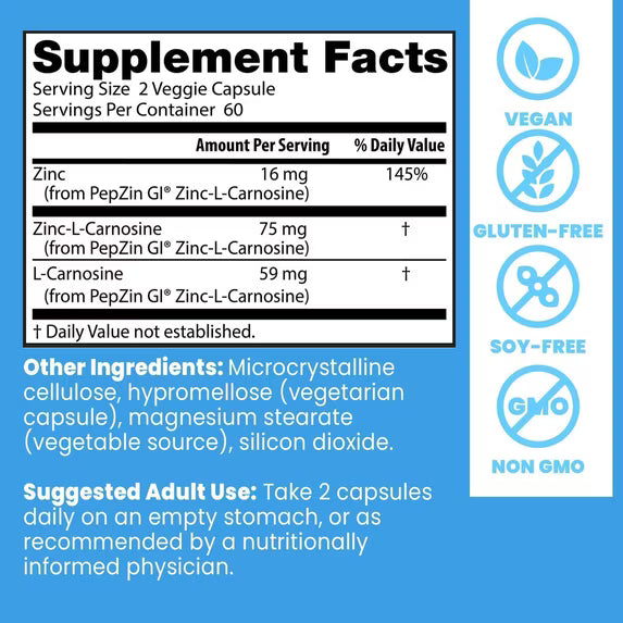 Doctor’s Best PepZin GI – sudėties ir vartojimo etiketė