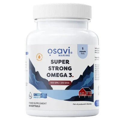 Osavi Super Strong Omega 3, 500 mg EPR ir 250 mg DHR, 60 kapsulių