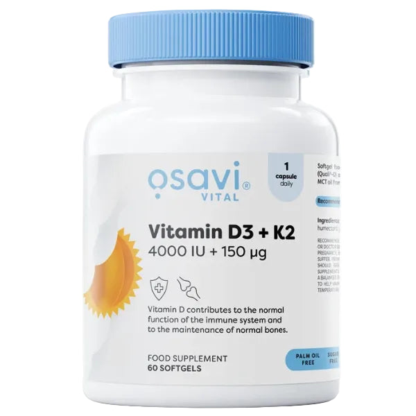 Osavi vitaminas D3 4000 TV ir K2 150 µg, 60 kapsulių