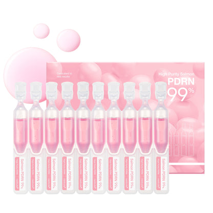 Medicube PDRN Pink One Day Serum – 10 veido serumo ampulių ir pakuotė