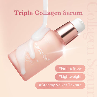 Medicube Triple Collagen Serum – buteliukas ir kreminė serumo tekstūra