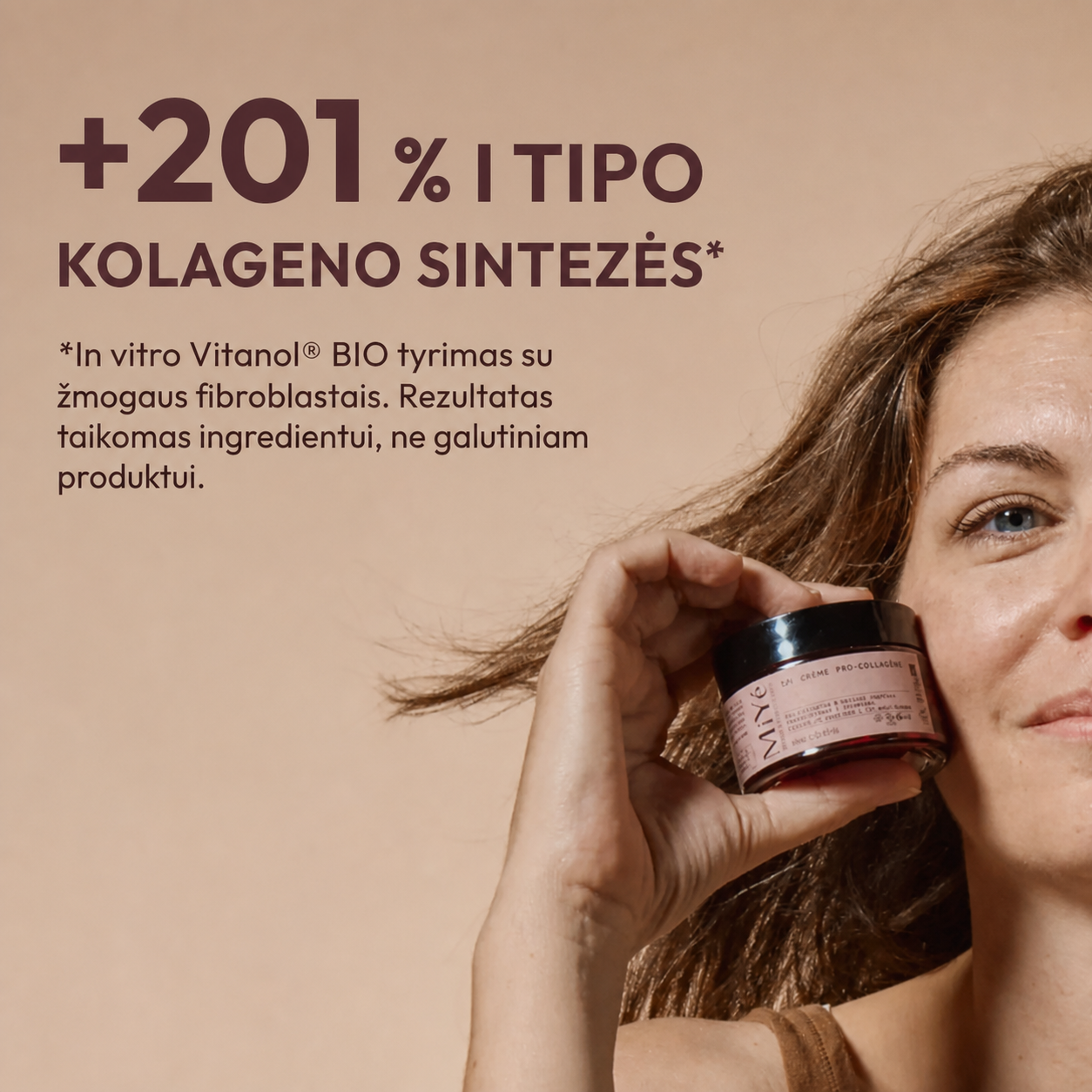MiYé Pro-Collagen – aktyviojo ingrediento Vitanol BIO kolageno sintezės in vitro duomenys