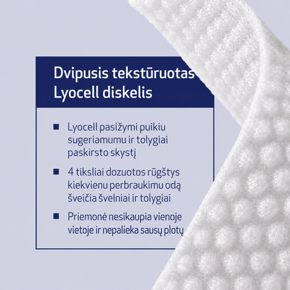 Obagi CLENZIDERM dvipusio Lyocell veido diskelio savybės