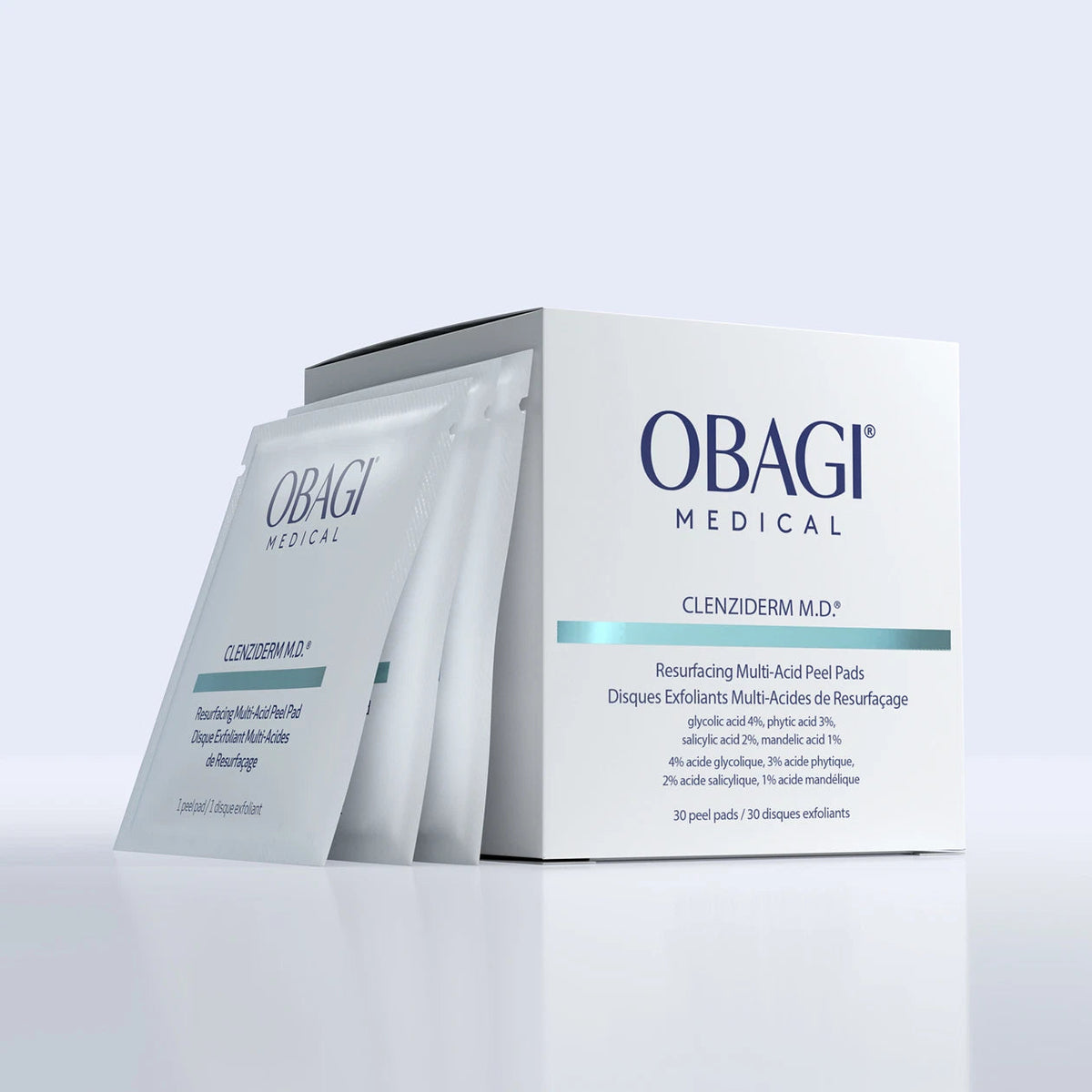 Obagi CLENZIDERM Resurfacing Multi-Acid Peel Pads pakuotė, 30 vnt.