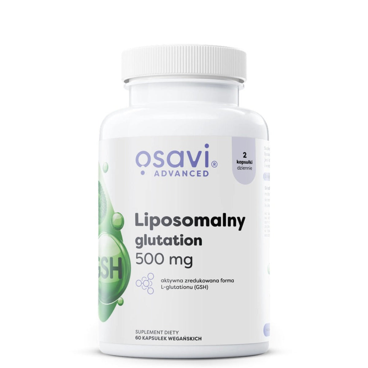 Osavi liposominis glutationas 500 mg, 60 veganiškų kapsulių – pakuotės priekis