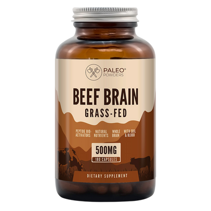 Paleo Powders Beef Brain, 180 kapsulių – liofilizuotų galvijų smegenų papildas