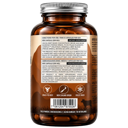 Paleo Powders Beef Bone Marrow – sudėtis ir vartojimo nurodymai ant etiketės