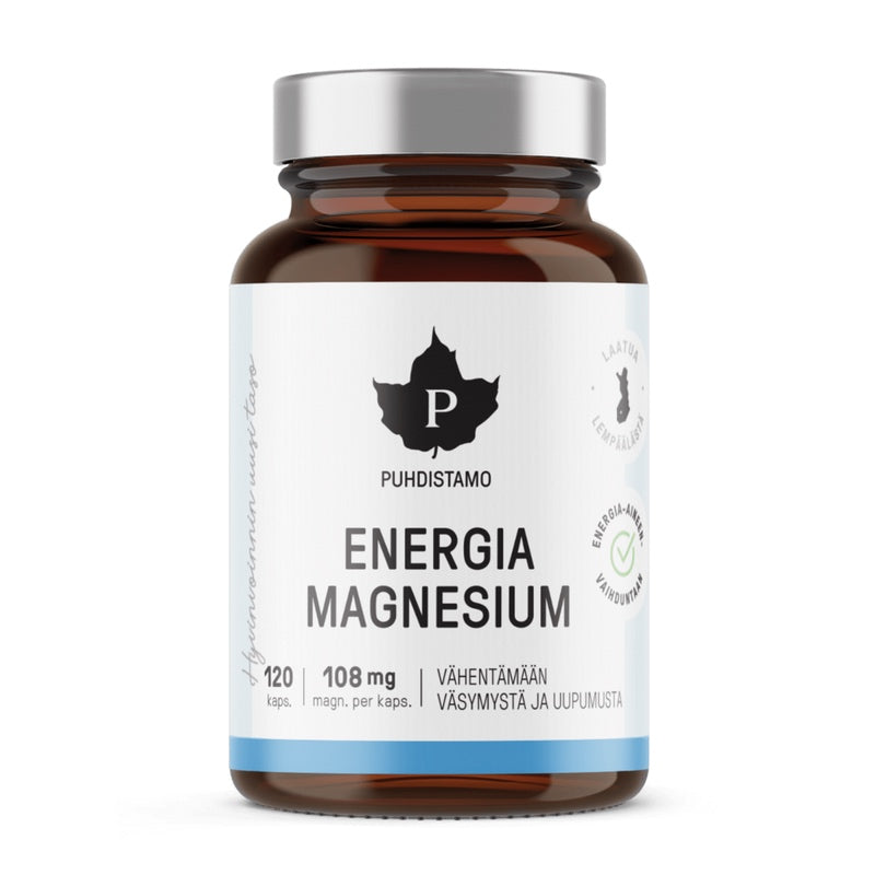 Puhdistamo Energy Magnesium magnis energijai, 120 kapsulių