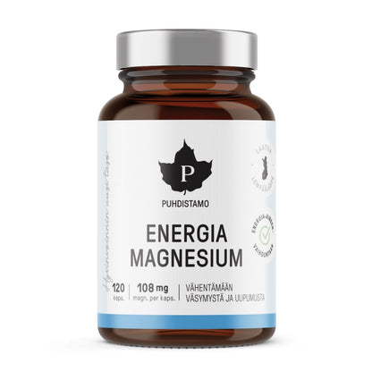 Puhdistamo Energy Magnesium magnis energijai, 120 kapsulių