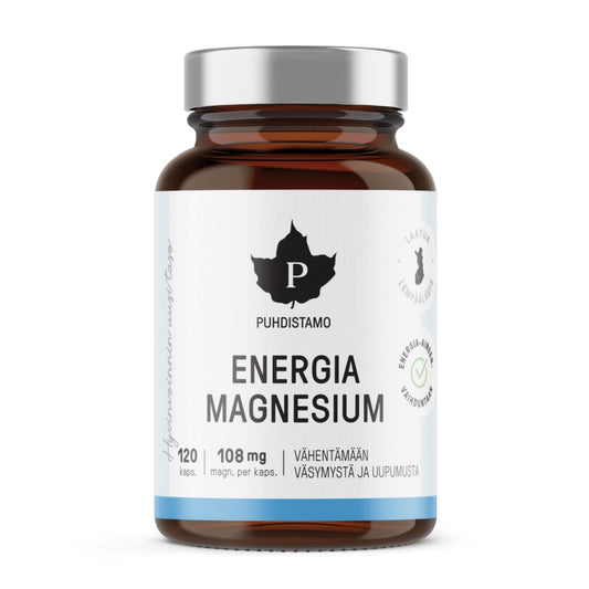 Puhdistamo Energy Magnesium magnis energijai, 120 kapsulių