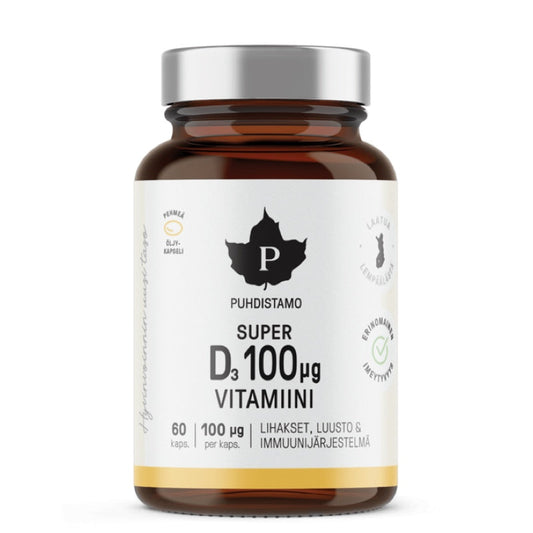 Puhdistamo Super D3 vitaminas 4000 IU (100 µg), 60 kapsulių