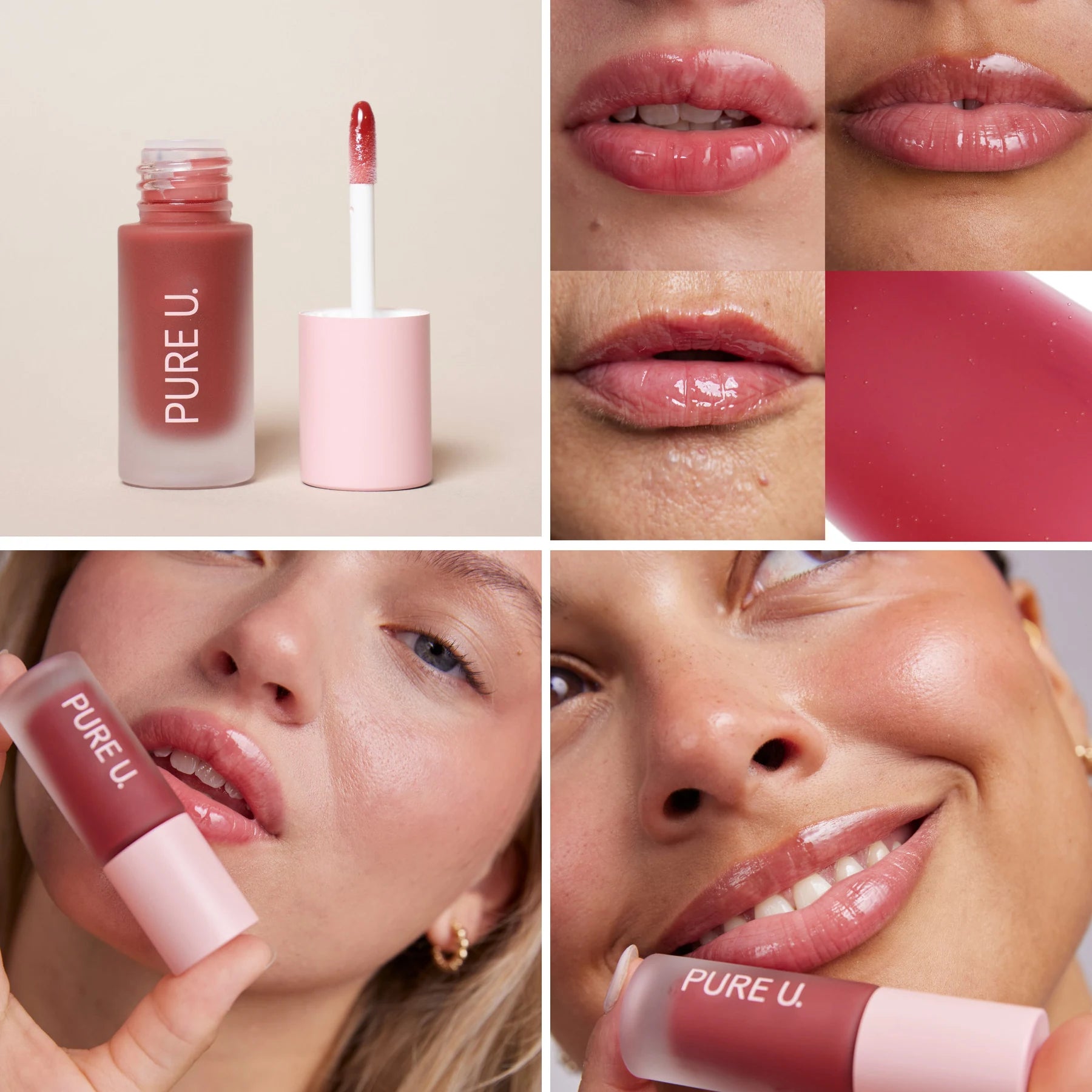 PURE U. Balmy Lip Tint Berry Cloud – tonuotas lūpų balzamas, atspalvis ir rezultatas ant lūpų