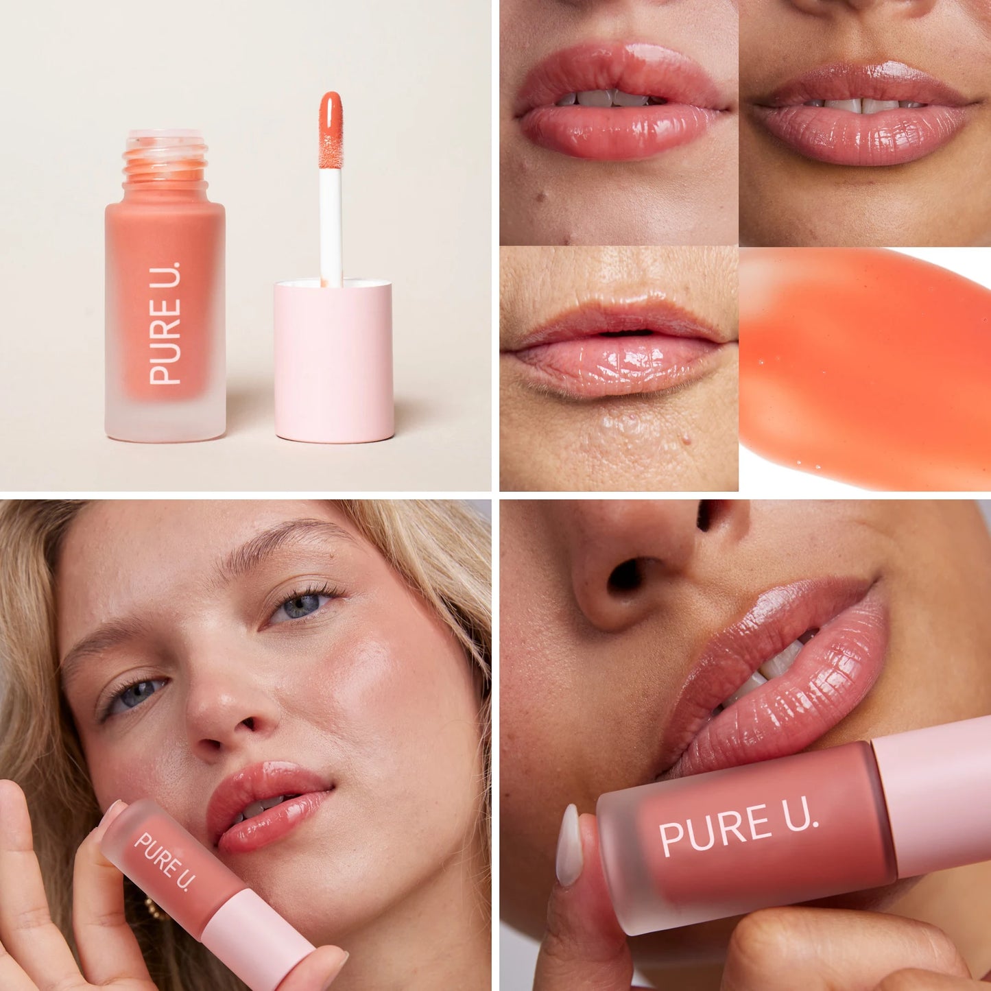 PURE U. Balmy Lip Tint Coral Cloud – tonuotas lūpų balzamas, atspalvis ir rezultatas ant lūpų