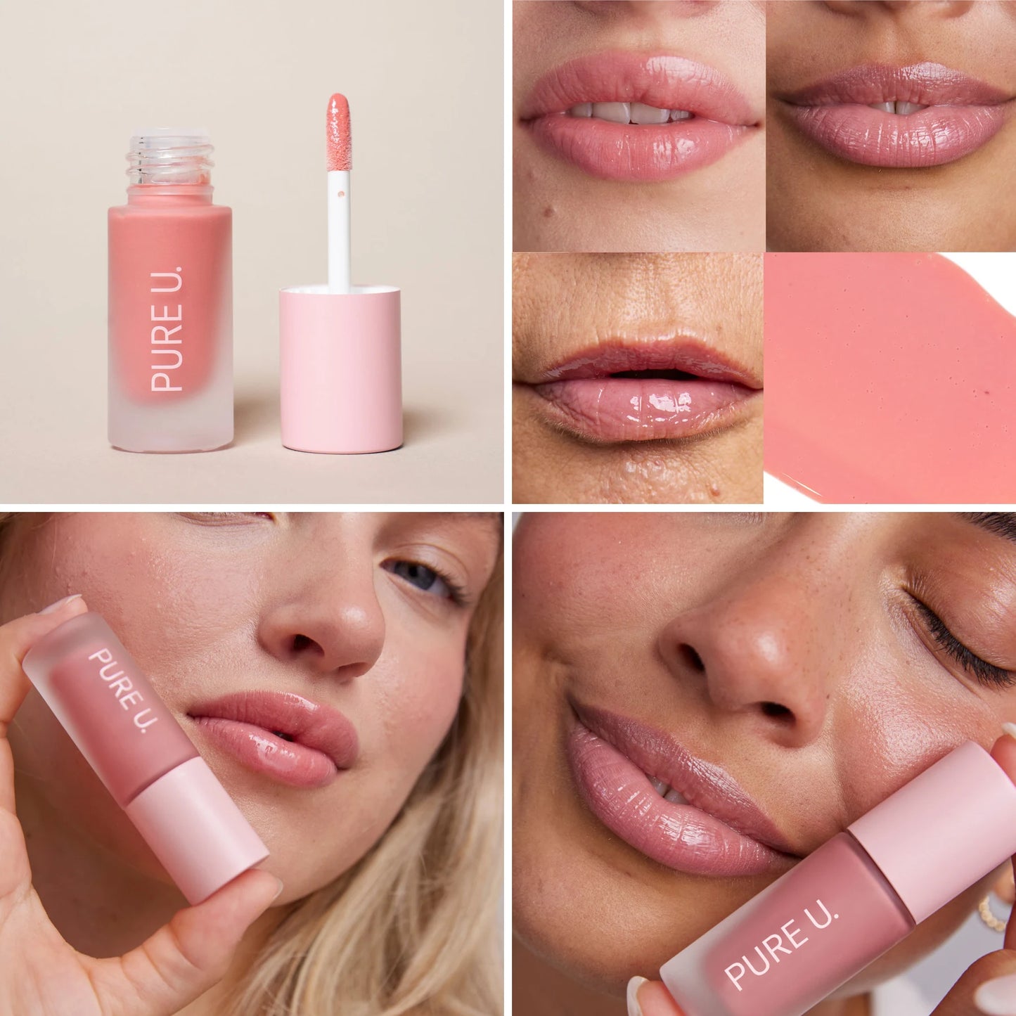 PURE U. Balmy Lip Tint Pink Cloud – tonuotas lūpų balzamas, atspalvis ir rezultatas ant lūpų