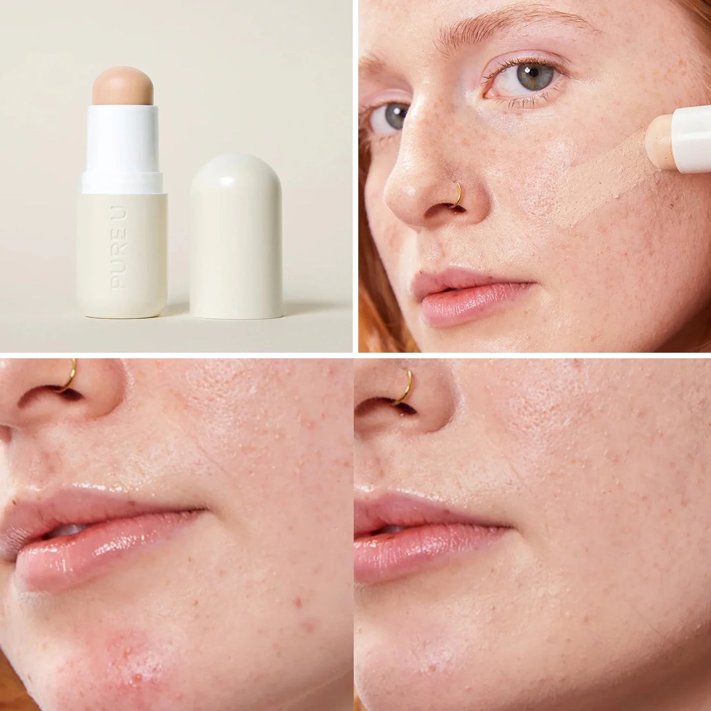 PURE U. Concealer Balm Nr. 4 Oat – maskuoklio lazdelė, naudojimas ir prieš bei po rezultatas