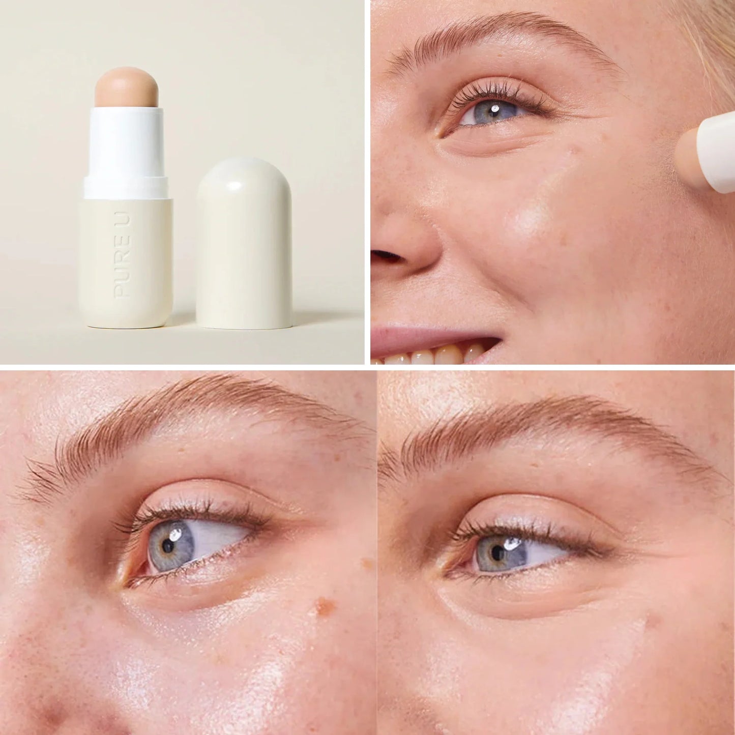 PURE U. Concealer Balm Nr. 4.5 Seashell – maskuoklio lazdelė, naudojimas ir prieš bei po rezultatas