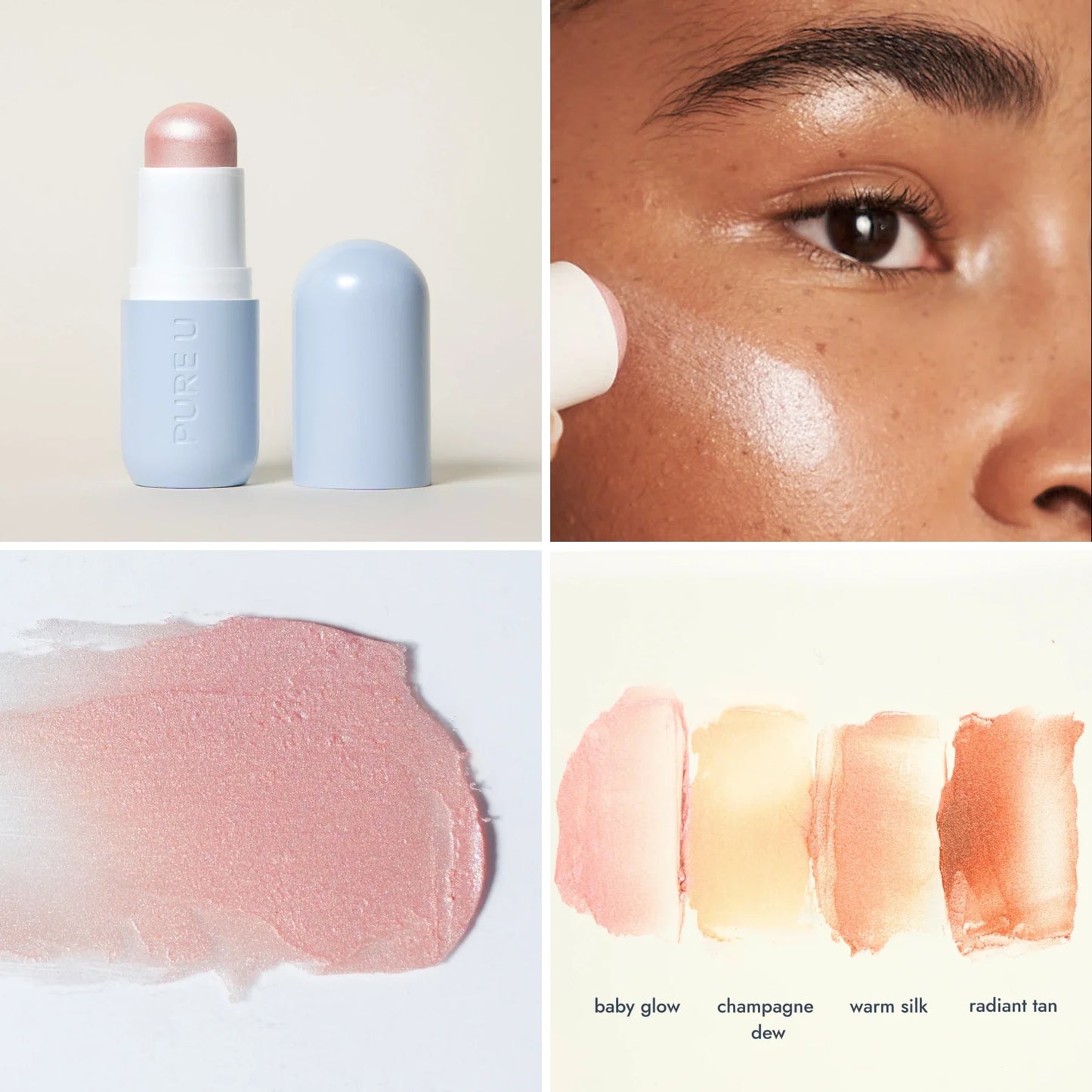 PURE U. Highlighter Balm Baby Glow kreminė švytėjimo priemonė – produktas, atspalvis ir naudojimas