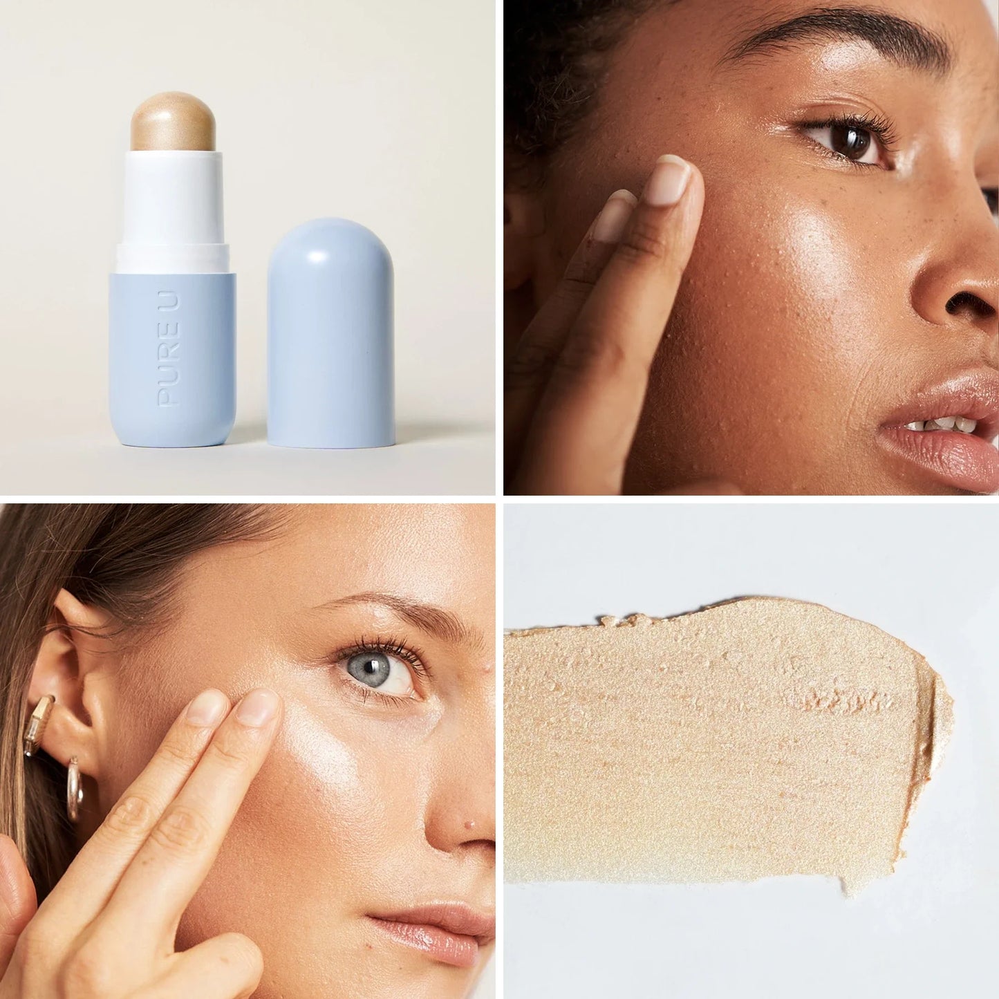 PURE U. Highlighter Balm Champagne Dew kreminė švytėjimo priemonė – produktas, atspalvis ir naudojimas