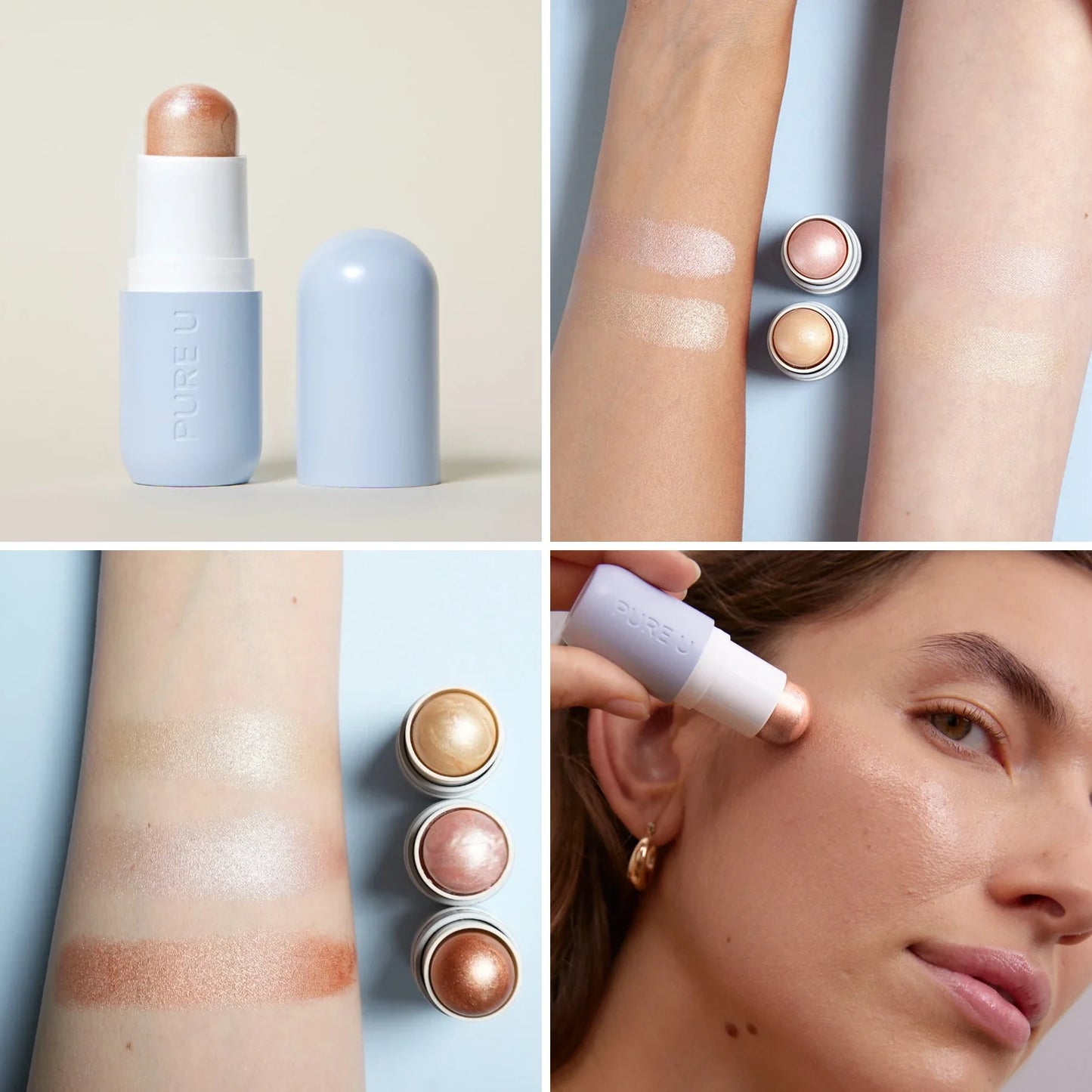 PURE U. Highlighter Balm Warm Silk kreminė švytėjimo priemonė – produktas, atspalvis ir naudojimas
